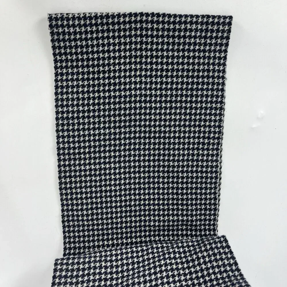 Psycho Bunny Scarf Navy Houndstooth Check Wool Italy Made 70